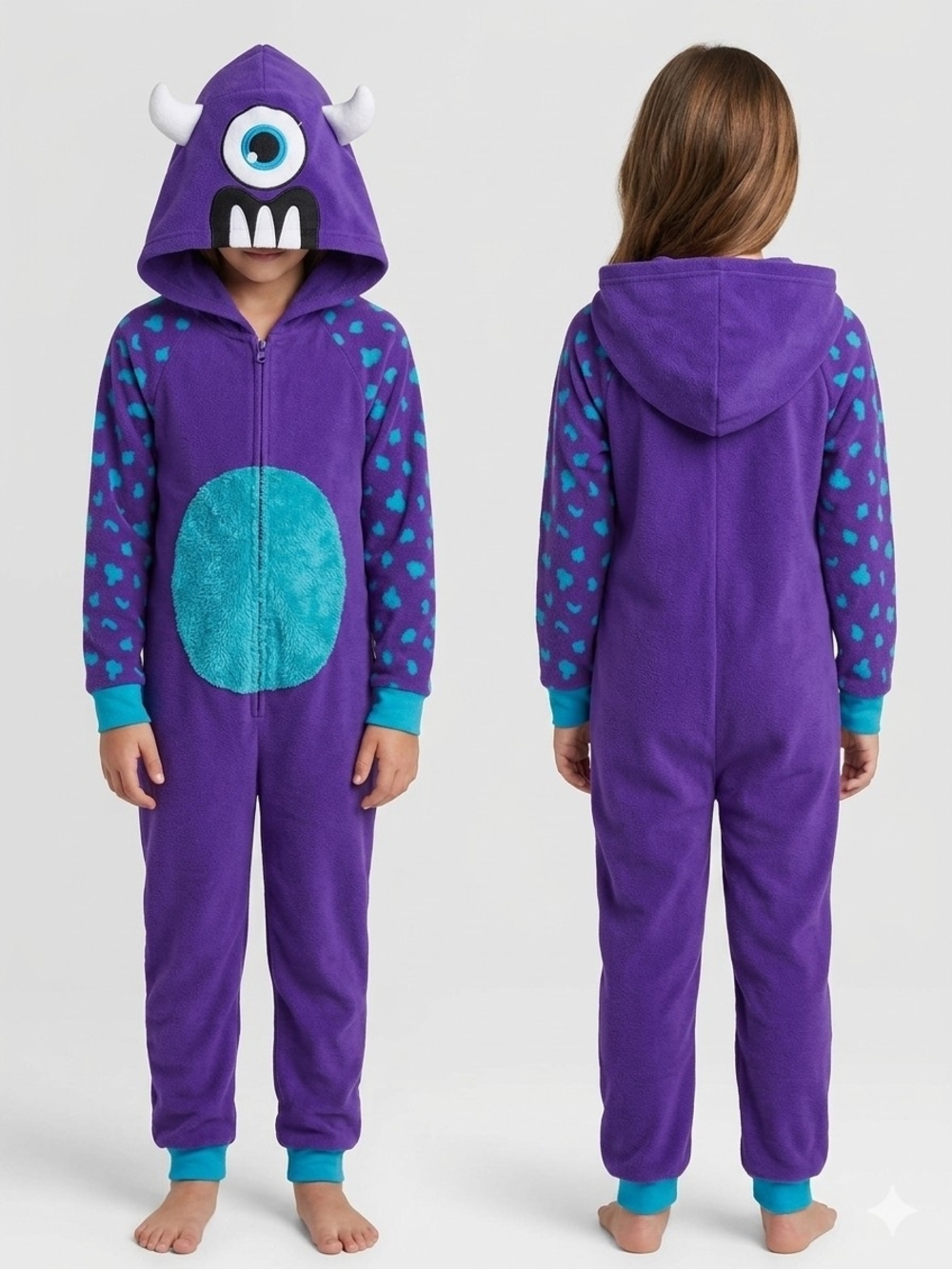 One-Eyed Purple Monster Hooded Onesie Pajamas - Woman's Size XS (0-2)